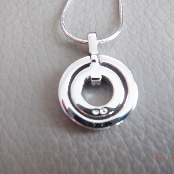 SWAROVSKI necklace circular hollow crystal pendant silver colour Rhodium plated - Picture 9 of 11